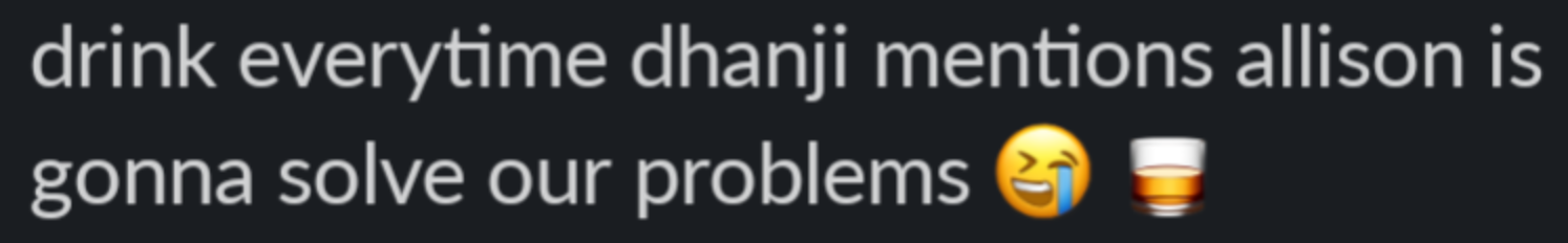 A Slack screenshot teasing me